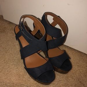 Brown & Navy Blue Wedge